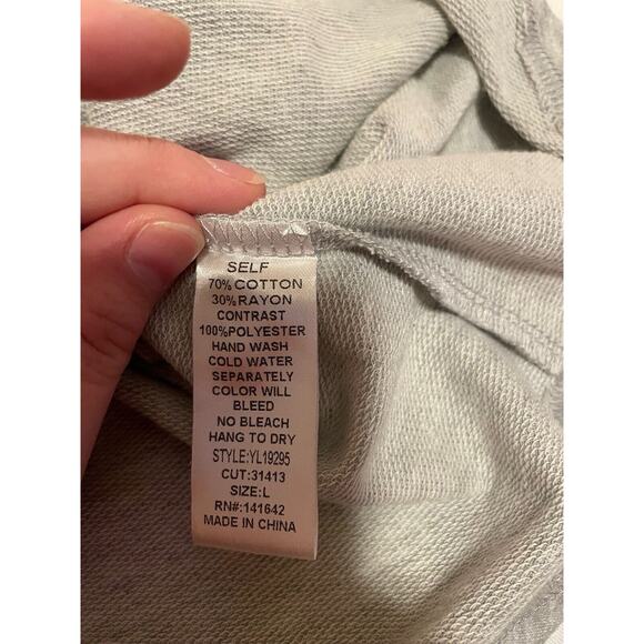 YA Los Angeles Large Long Sleeve Button Up Midi Shirt Dress Top Elbow Patches - Picture 4 of 12